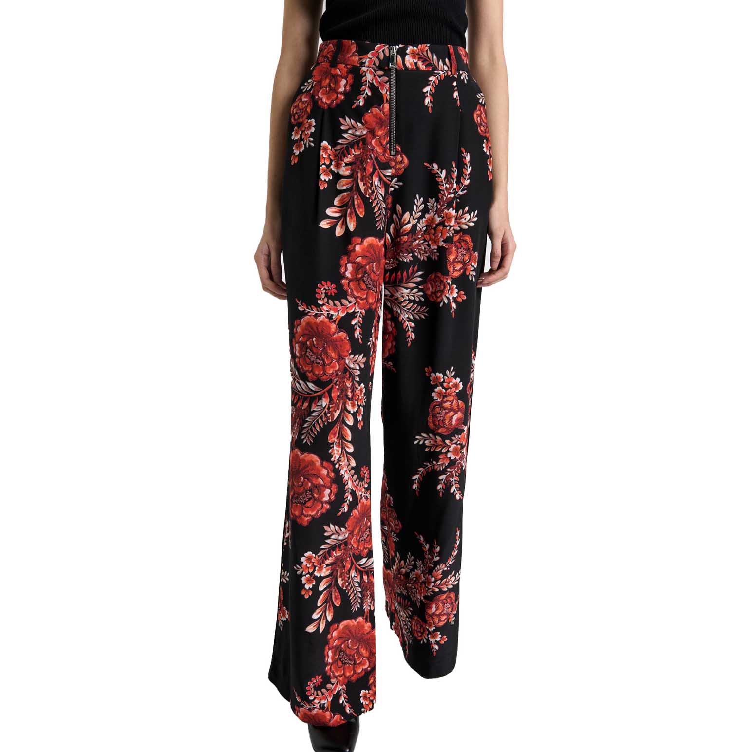 Cue Etched Floral Viscose Wide Leg Pant